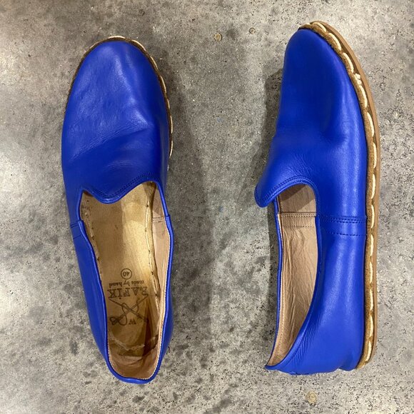 Rafik Handmade Turkish Leather Sabah Slip On Shoes Size 40 (Womens 9.5) Blue - Picture 5 of 6